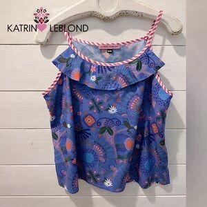 Katrin Leblond Blue Printed Cotton Tank – Size M